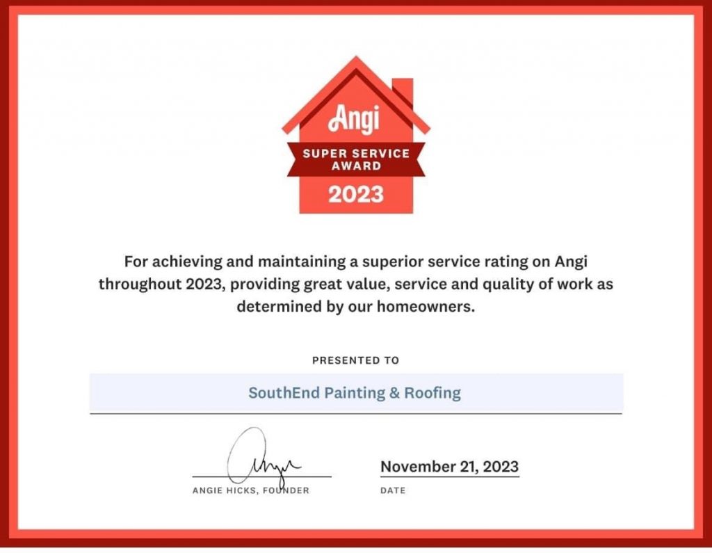 SouthEnd Painting and Roofing Wins Angi's Super Service 2023