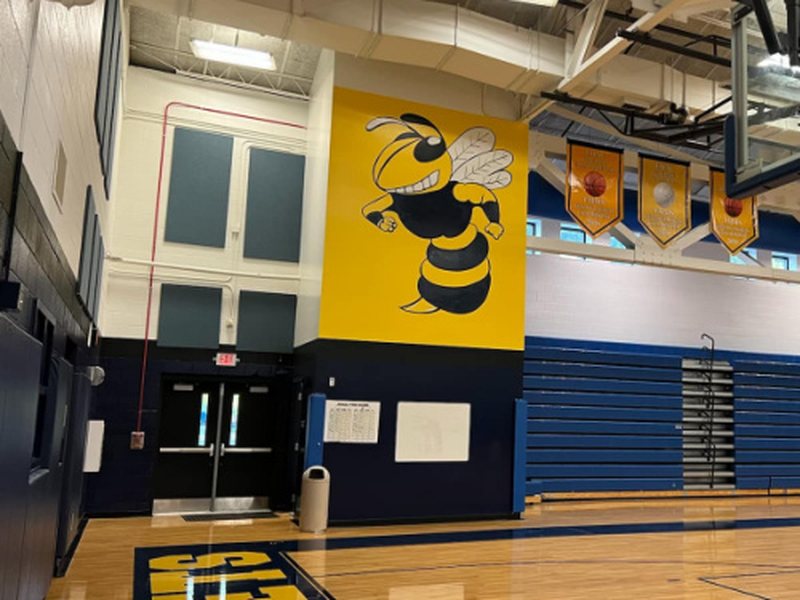School gym interior painted by SouthEnd Painting