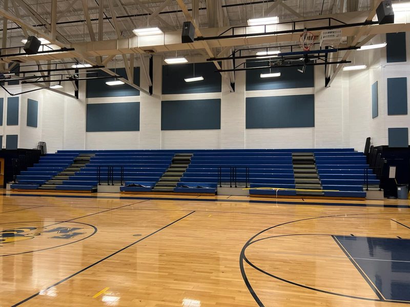 Glossy coated gym floor